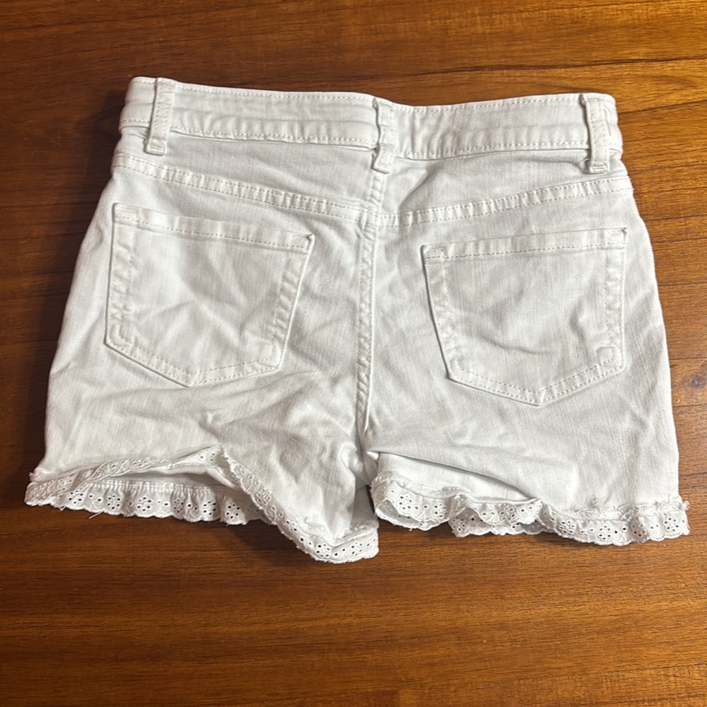 Cat & Jack White Jean Shorts Distressed Cuffed - Picture 2 of 5